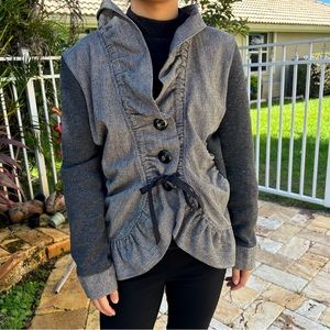 Grifflin Gray and Black Ruffled Front Gathering Tie Jacket!